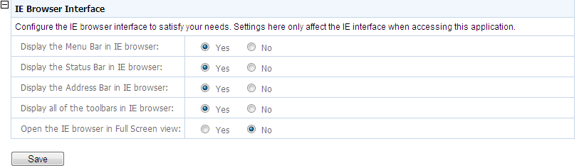 IE Browser Interface