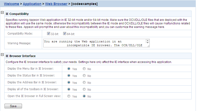 IE compatibility settings