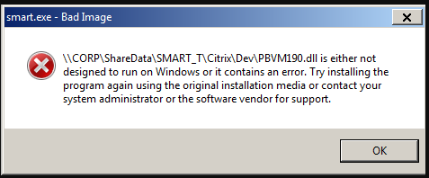 PBVM190.DLL Is Either Not Designed To Run On Windows Or It Contains An ...