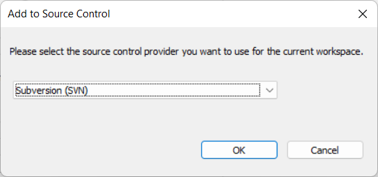 Select Source Control Provider