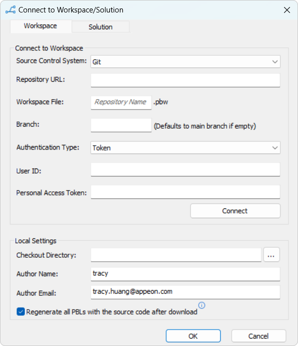 Connect to Workspace/Solution