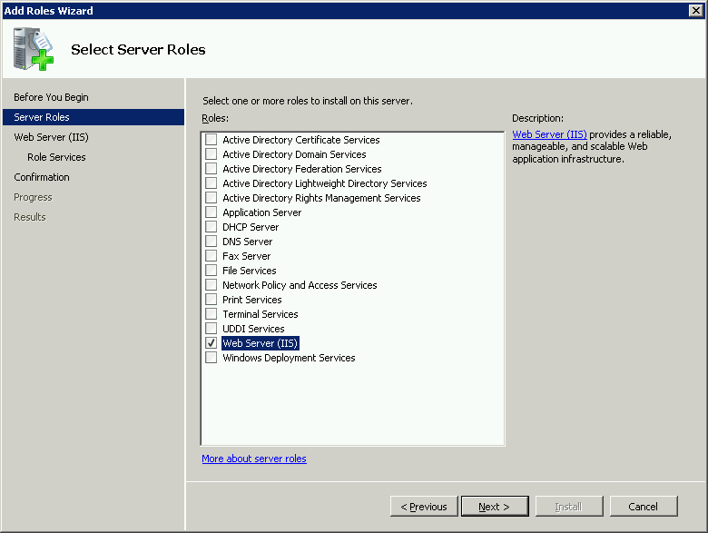 Select Web Server (IIS)