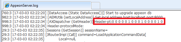 header-pt information in the log file