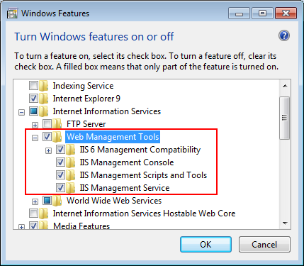 Select the Web Management Tools