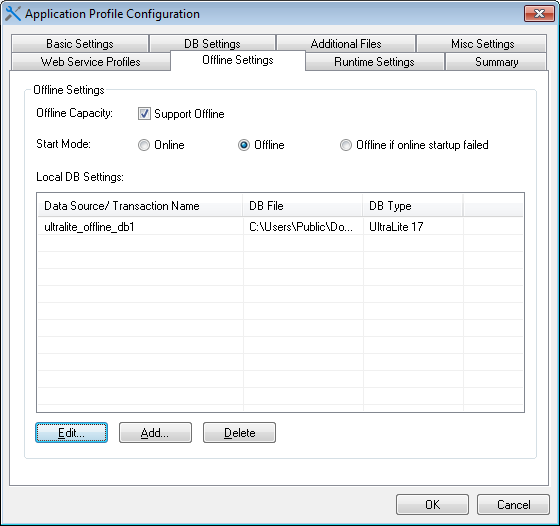 Local DB Settings