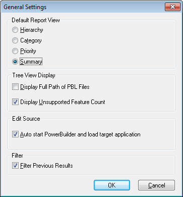 General Settings dialog box