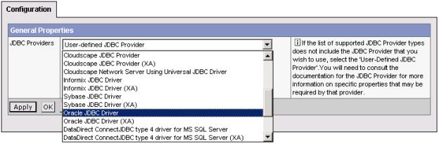 Select JDBC Provider type