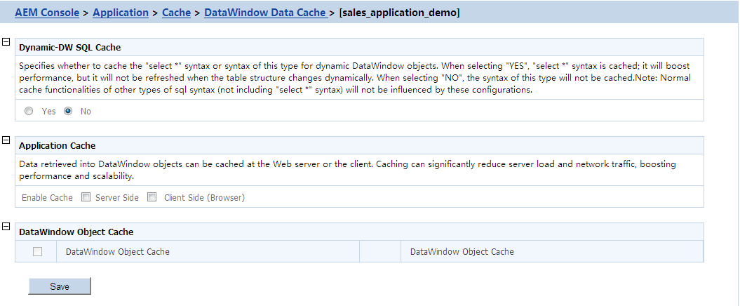 DataWindow Data Cache for sale_application_demo