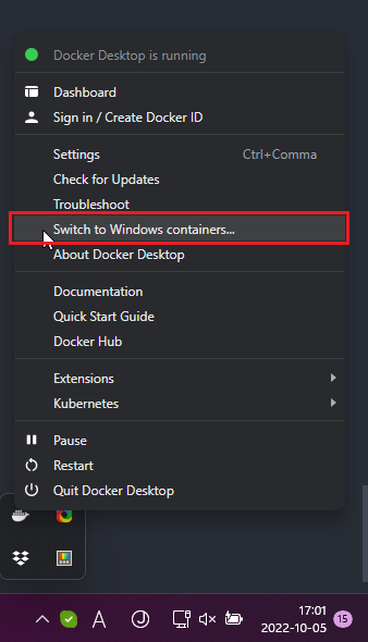 Switching to Windows Containers