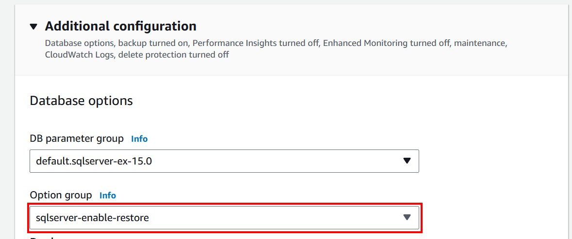 Changing the DB’s option group