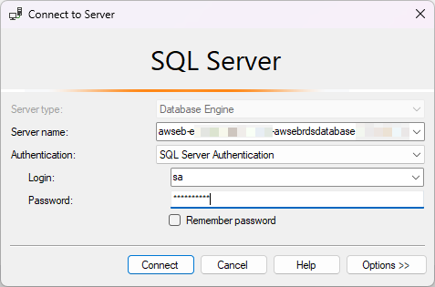 Connecting from SQL Server Management Studio