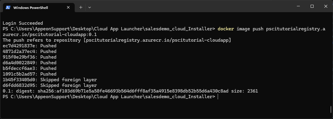 Cloud App push complete