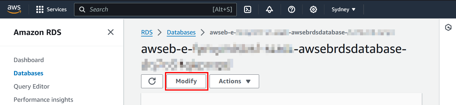 Modifying the DB instance to use the new options