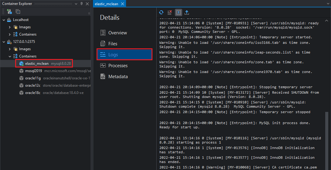 View a Container's Logs