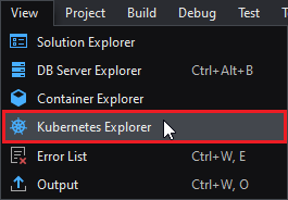 Opening the Kubernetes Explorer