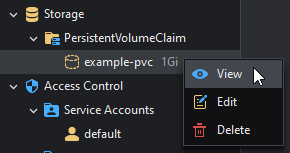 Viewing a PVC from the context menu