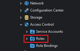 Roles on the Kubernetes Explorer