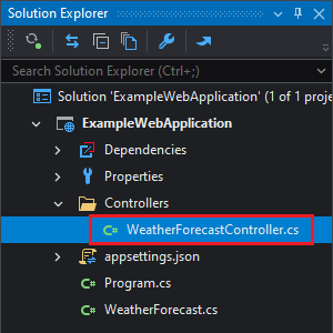 Opening the WeatherForecastController file