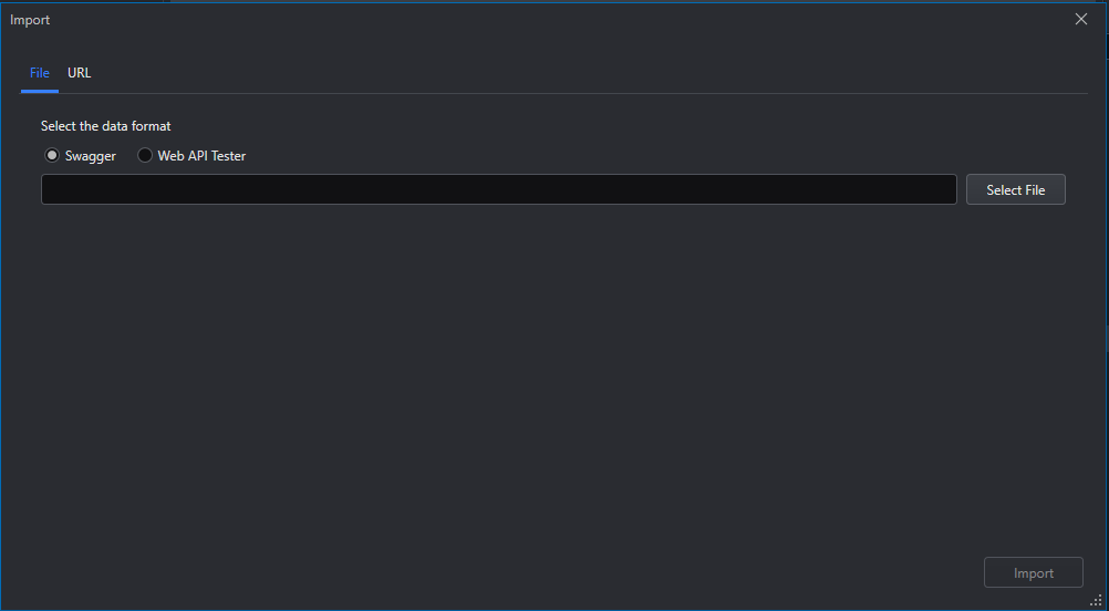 Swagger import window