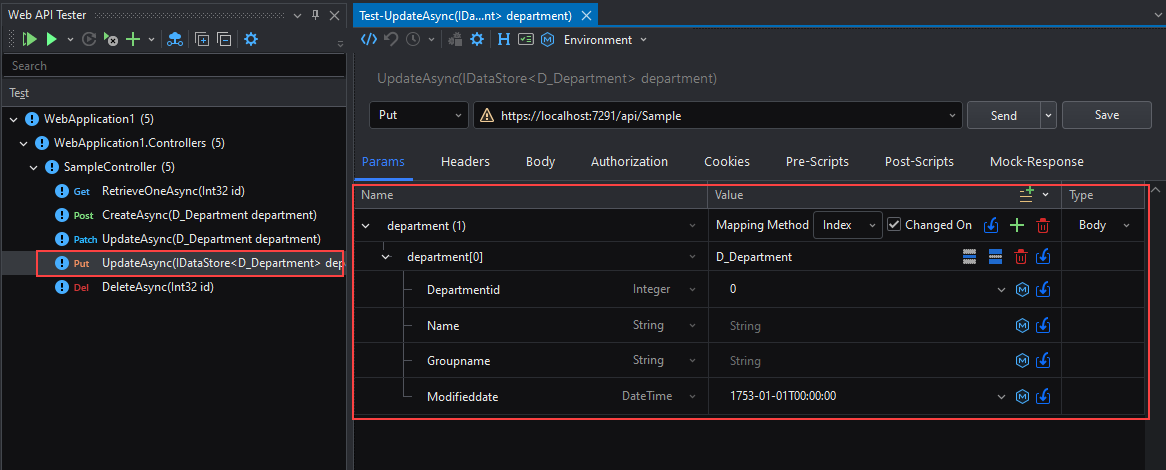 Web API Tester Detail View