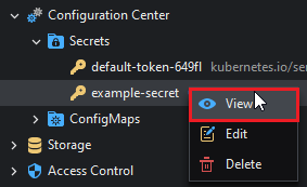 View a Secret from the context menu