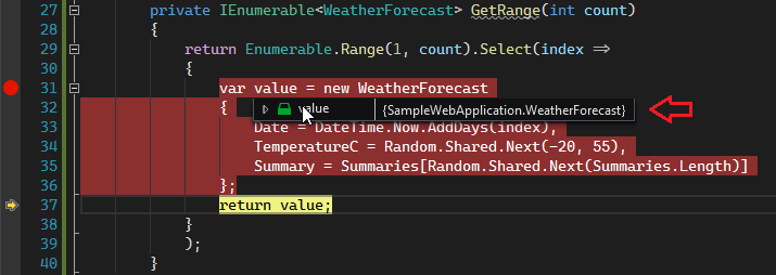 Data Tip for the output variable