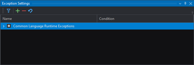 Exception settings window